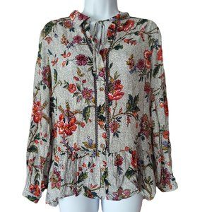 Anthropologie MAEVE Floral Janie Pheasant Top Size 2
